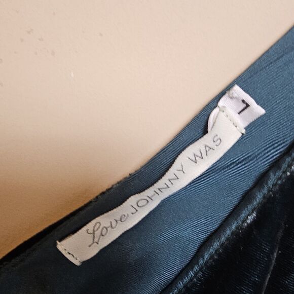 Love Johnny Was Cropped L Green Velour Silk Rayon Blend Jumper Jumpsuit Holiday - Picture 5 of 12